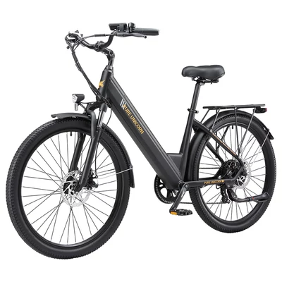 PURE UNICORN U2 elektromos kerékpár, 750W motor, 48V 12.8Ah akku, 27.5” kerék, 45 km/h, 60 km hatótáv, tárcsafék, első teleszkóp – Fekete
