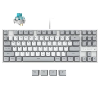 3inuS 87 gombos, 5 az 1-ben mechanikus billentyűzet USB‑C hubbal, hot‑swappolható, Mac/Windows kompatibilis –  Kék billentyűkkel