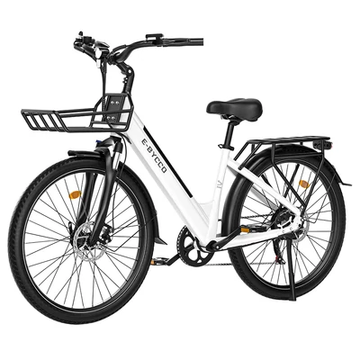 E·Bycco V1 elektromos kerékpár, 250W (500W), 36V 15.6Ah kivehető akku, 25 km/h, akár 90 km hatótáv, 28” e-bike, SHIMANO 7 seb., dupla tárcsafék – Fehér