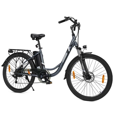 Touroll B1 elektromos városi kerékpár, 250W motorral, 45Nm nyomatékkal, 26x1.95 gumi, 36V 15.6Ah akkumulátor, 90km hatótáv, 7 sebesség, IPX4 – Szürke