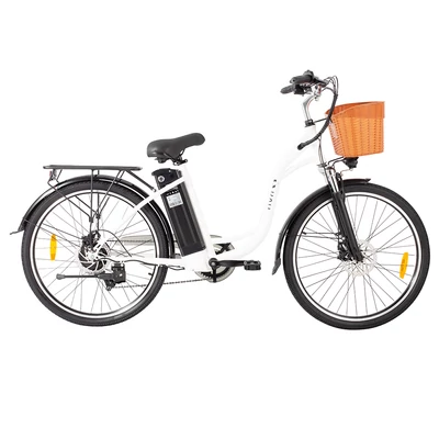 DYU C6 elektromos kerékpár, 26”, 250W motor, 25 km/h, 36V 12.5Ah akku, 70 km hatótáv – Fehér