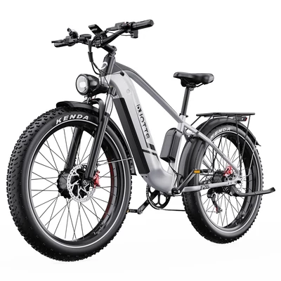 DUOTTS F26 Lite elektromos kerékpár, 500W motor, 48V 18Ah akkumulátor, 26×4.0 gumi, 50km/h, 90km hatótáv, hidraulikus fék, APP vezérlés – Ezüst‑fehér
