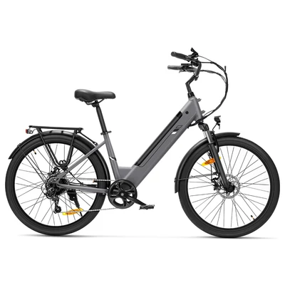 Touroll J2 ST elektromos kerékpár, 250W motor, 36V 15.6Ah akku, 26” kerék, 25km/h, 100km hatótáv, tárcsafék, első teleszkóp – Szürke