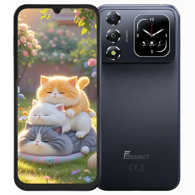 FOSSiBOT S7 okostelefon, 6.9'' 120Hz HD+ kijelző, hátsó 1.85'' képernyő, Unisoc T615, 4GB RAM, 128GB tárhely, 5000mAh, 16MP kamera, Dual 4G SIM - Fekete