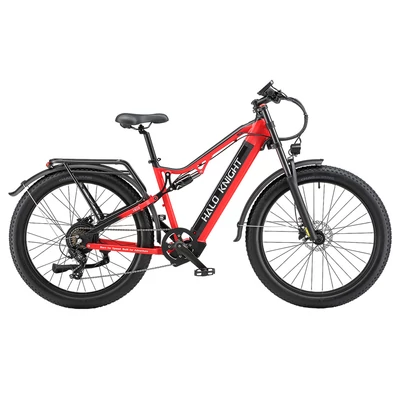 Halo Knight H03 elektromos kerékpár, 1000W motor, 48V 19.2Ah akku, 27.5×3.0 gumi, 50km/h, 90km hatótáv, hidraulikus fék, Shimano 7 sebesség – Piros