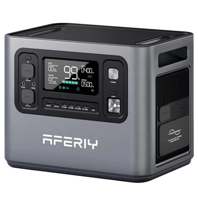 AFERIY P280 hordozható erőmű, 2800W tiszta szinusz AC, 2048Wh LiFePO4, bővíthető kapacitás, gyors töltés, 1200W napelem, UPS, okos app