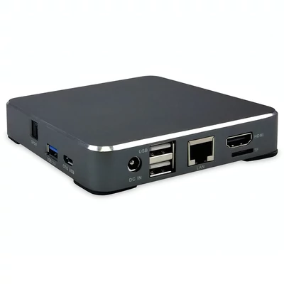 X36‑mini mini PC, RK3566 négymagos 1.8GHz, 4GB RAM, 16GB eMMC, HDMI 4K, USB, gigabites LAN, 3.5 mm audio, WiFi 5, BT 4.2, Android 15/Linux