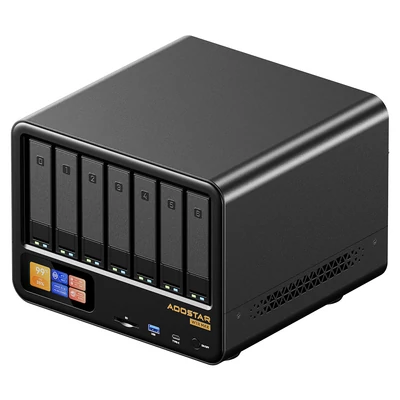 AOOSTAR WTR MAX 11 fiókos NAS mini PC barebone, AMD R7 Pro 8845HS, HDMI/DP/USB4, 2.5G+10G LAN, Oculink, SD, Type‑C – EU csatlakozó