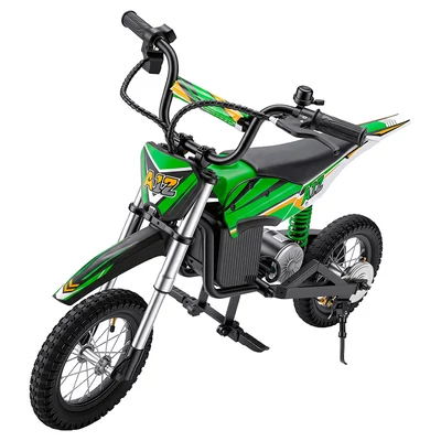 iScooter A12 gyerek elektromos dirt bike, 300W, 36V 4.5Ah, 25 km/h, 20 km hatótáv, 12'' kerék, rugózás, tárcsafék – Zöld