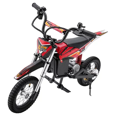 iScooter A12 gyerek elektromos dirt bike, 300W, 36V 4.5Ah, 25 km/h, 20 km hatótáv, 12'' kerék, rugózás, tárcsafék – Piros