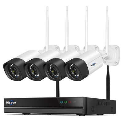 Hiseeu WiFi kamerarendszer, 10CH NVR, 5MP HD, 24/7 felvétel, színes éjjellátás, emberi mozgásérzékelés, kétirányú hang, IP66, HDD nélkül
