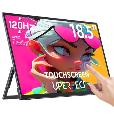 UPERFECT UTouch E6 Pro hordozható gaming monitor, 18.5", Full HD 120Hz érintőkijelző, FreeSync, Type‑C, mini HDMI, EU csatlakozó