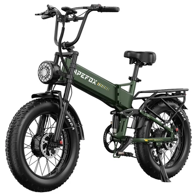 APEFOX RH20 összecsukható elektromos kerékpár, dupla 750W motor, 48V 22.5Ah akku, 50 km/h, 100 km hatótáv, 20×4.0” fat gumi – Zöld