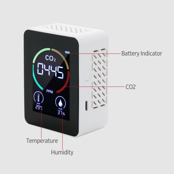 2.8-inch LCD CO2 Koncentrációvizsgáló mini szén-dioxid érzékelő páratartalom és hőmérséklet mérő Monitor - Fehér