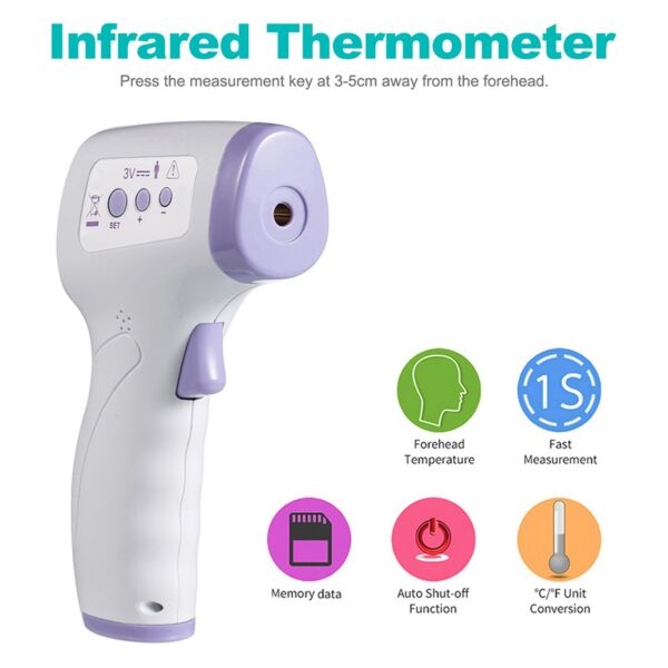 Digitális homlokhőmérő, érintésmentes infravörös hőmérő és digitális ujjbegyű pulzoximéter, SpO2 véroxigén-érzékelő - Fehér