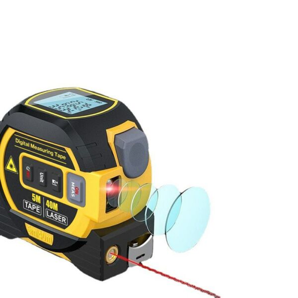 3 az 1-ben lézeres távolságmérő 40 m-es mérővonalzóval LED Kijelzővel - Sárga