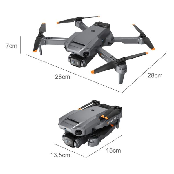 P8 4K kettős kamerás drón ESC objektívvel, 4 oldalas akadályelkerülő útpont repülési kézmozdulatokkal vezérlő tárolótáska csomag - Fekete