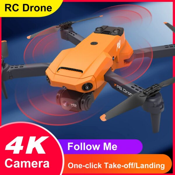 P8 4K Dual kamerás drón 4 oldalas akadályelkerülő útponttal, repülési kézmozdulatokkal vezérlő tárolótáska csomag - Narancs