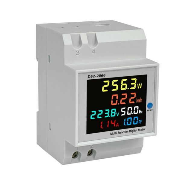 D52-2066 DIN-sínes többfunkciós feszültség, áram, aktív teljesítmény, frekvencia, elektromos energia mérő készülék - Változat 2