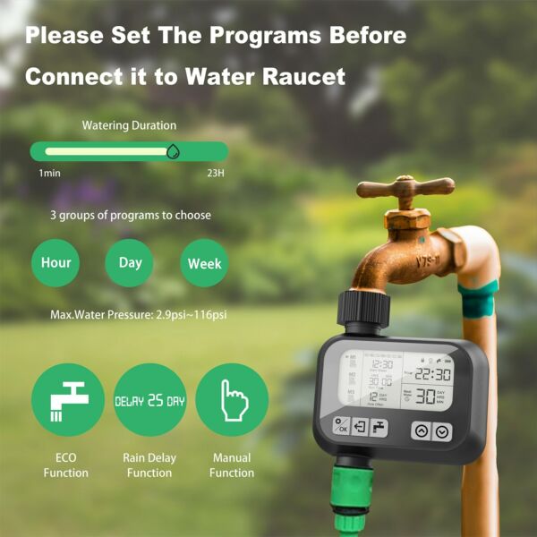 Intelligens vezeték nélküli kerti öntözővíz időzítő vezérlő mobiltelefon távelérés - Kézi időzítés