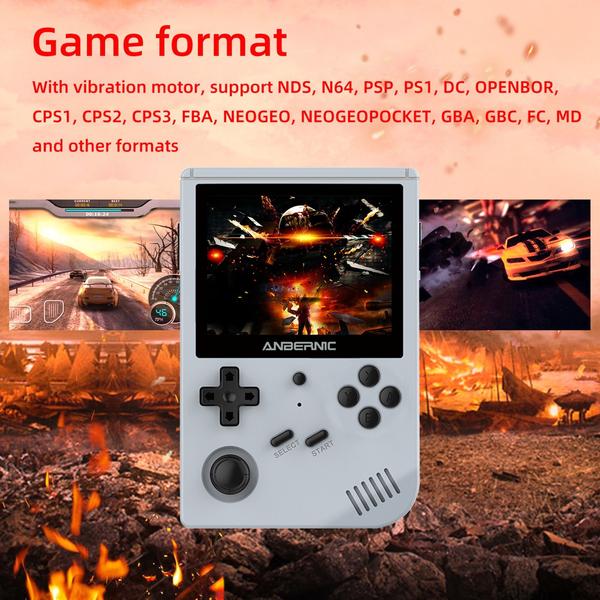 RG351V 3,5 IN 640*480 kézi retro játékkonzol emulátor WiFi párosítás Beépített 16 GB PS1-hez - Szürke - 64GB TF kártyával