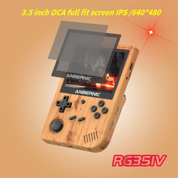 RG351V 3,5 IN 640*480 kézi retro játékkonzol emulátor WiFi párosítás Beépített 16 GB PS1-hez - Fa mintás - 64GB TF kártyával