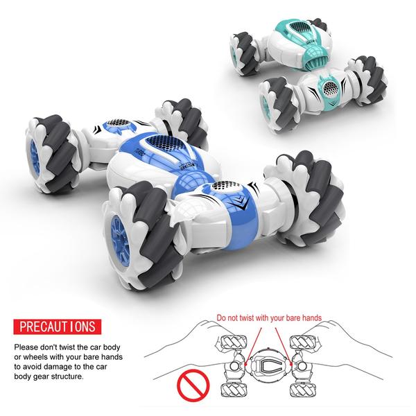S-012 RC kaszkadőrautó 2,4 GHz-es 4WD távirányító óra gesztusérzékelő deformálható elektromos játékautó - Kék
