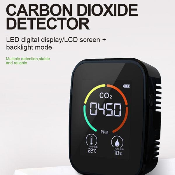 5 az 1-ben CO2 érzékelő digitális hőmérséklet páratartalom teszter levegőminőség monitor TVOC HCHO érzékelő - Fehér