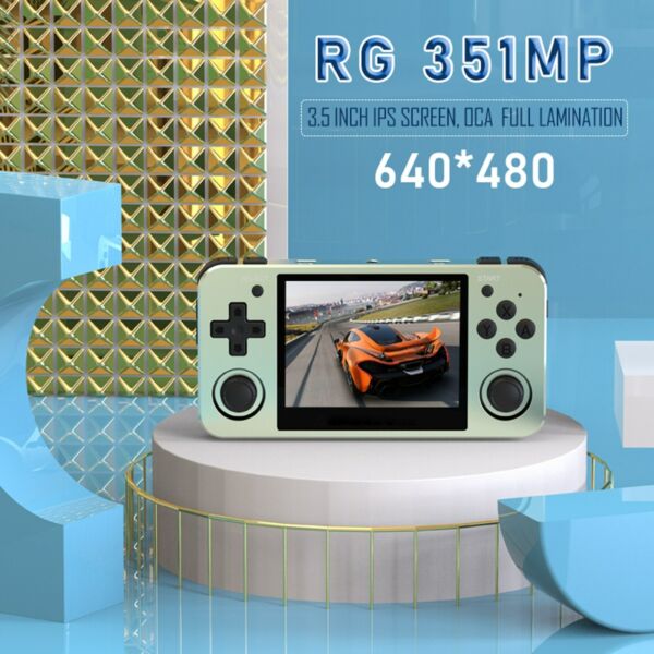 RG351MP játékkonzol 3,5 hüvelykes kijelző 640*480 RK3326 nyílt forráskódú kézi dupla joystick - Zöld