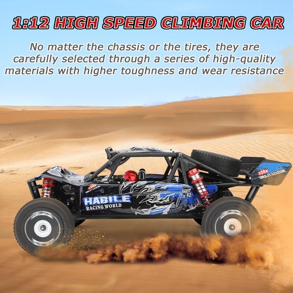 Wltoys 124018 1/12 2,4 GHz 60 km/h terepjáró drift autó RTR 4WD alumíniumötvözet alvázzal, cinkötvözet hajtóművel - 2 akkumulátor