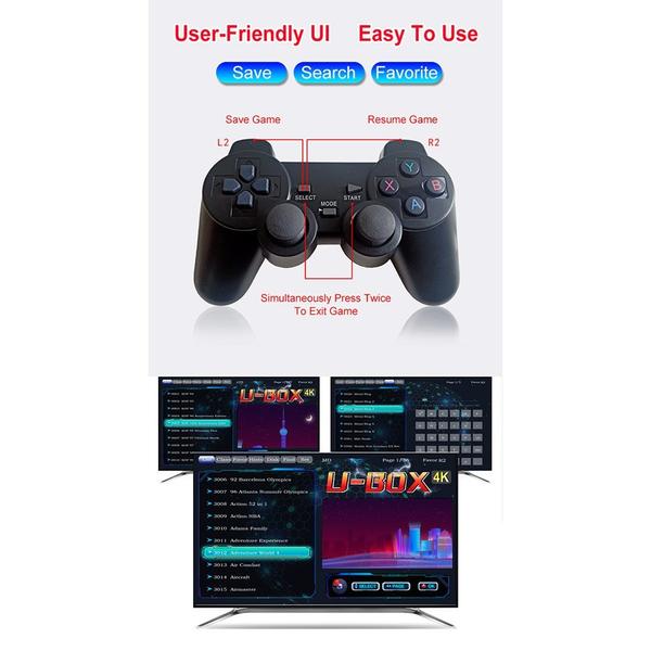 M8 vezetéknélküli Arcade PS1 mini játékkonzol 2.4G HD 64G (standard csomag)