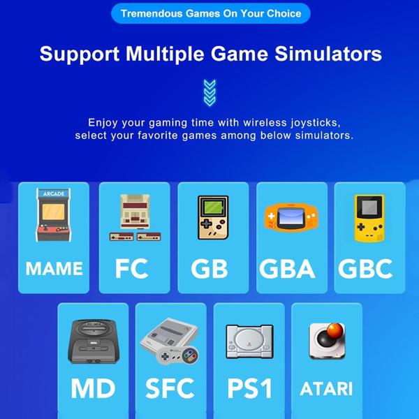 M8 vezetéknélküli Arcade PS1 mini játékkonzol 2.4G HD 64G (standard csomag)