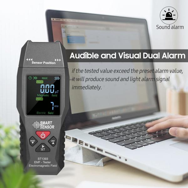 SMART SENSOR ST1393 EMF mérő elektromágneses mező EMF érzékelő kézi mini digitális LCD elektromágneses tér sugárzás teszter