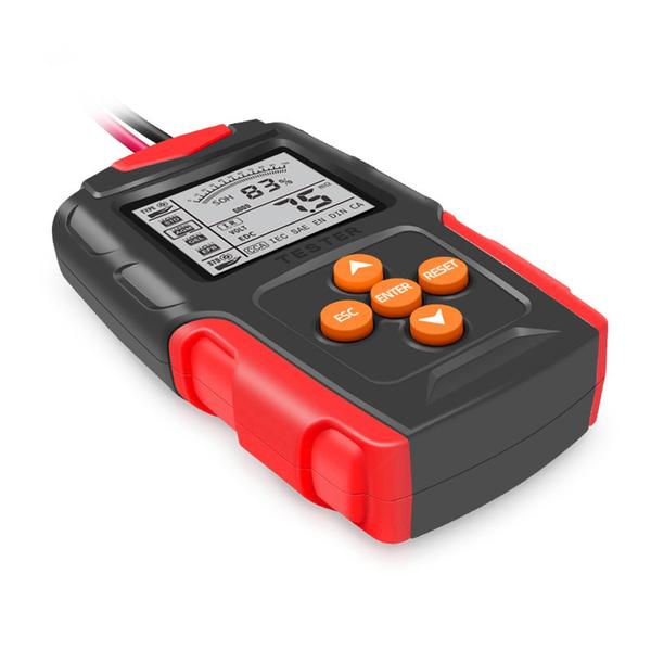 12V/24V LCD digitális akkumulátor-elemző töltésdiagnosztikai eszköz autókhoz, teherautókhoz, motorkerékpárokhoz
