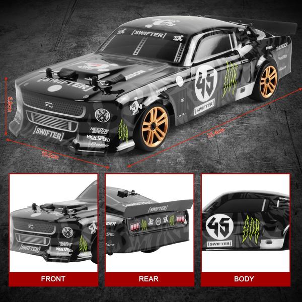 1/18 2.4GHz 4WD 30km/h sebességű RC Drift versenyautó RTR - 2 akkumulátor