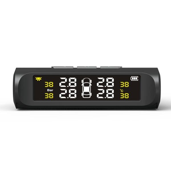 Autó TPMS gumiabroncsnyomás-figyelő rendszer napelemes töltés HD digitális LCD kijelző vezetéknélküli 4 érzékelővel