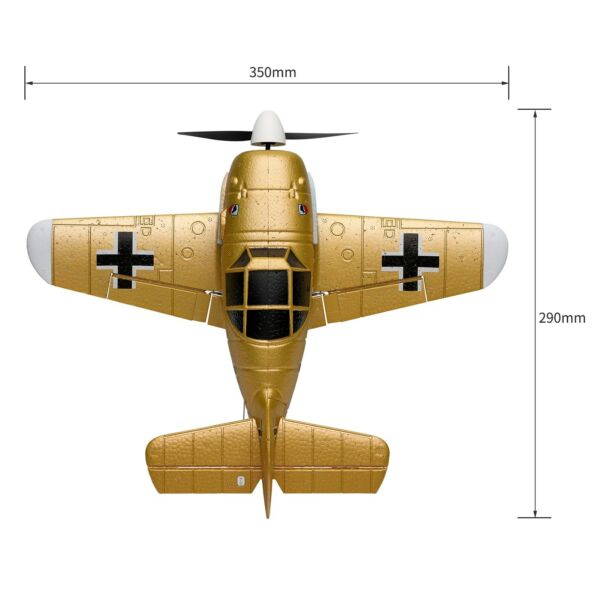 WLtoys A250 RC siklórepülőgép 2,4 GHz-es 4 csatornás 6 tengelyes Gyro BF109 modell - Sárga