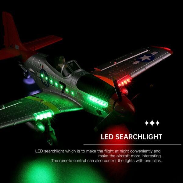 WLtoys A280 távirányítós repülőgép P51 Fighter 2.4G 3D6G üzemmódú repülés LED keresőlámpával
