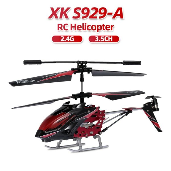 Wltoys XK S929-A RC helikopter 2.4G 3.5CH világítással - Piros