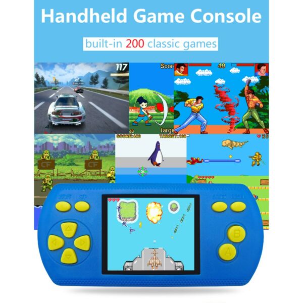 Kézi retro játékkonzol 2,2 hüvelykes színes képernyővel, 200 klasszikus 16 bites játékkal - Sötét kék