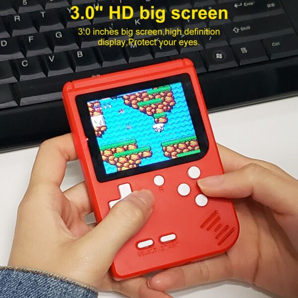 Kézi játékkonzol 3,0 hüvelykes képernyővel, 400 retro játékkal - Piros