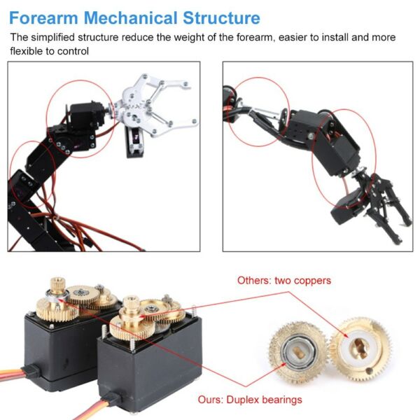 KKmoon 6DOF fémkarmos robotkar, barkácskészlettel - szervókkal