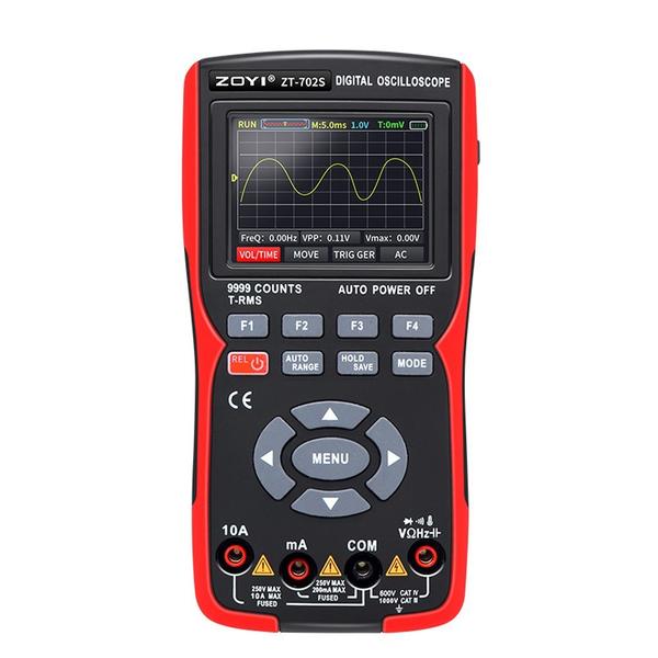 2 az 1-ben digitális oszcilloszkópos multiméter 48 MSa/s mintavételezési sebesség 10 MHz sávszélesség 9999 valós RMS 2,8 hüvelykes IPS színes kijelző