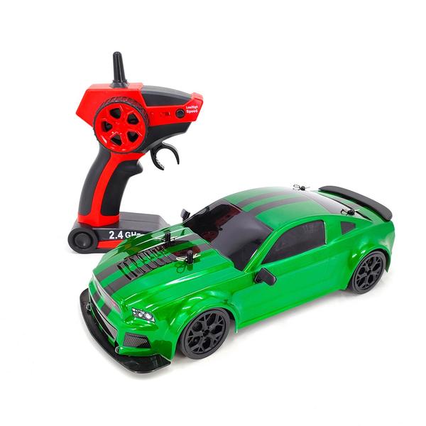 1:14 2,4 GHz 20 km/h Távirányítós autó Négykerék-meghajtású Drift versenyautó - Zöld, 3 akkumulátor