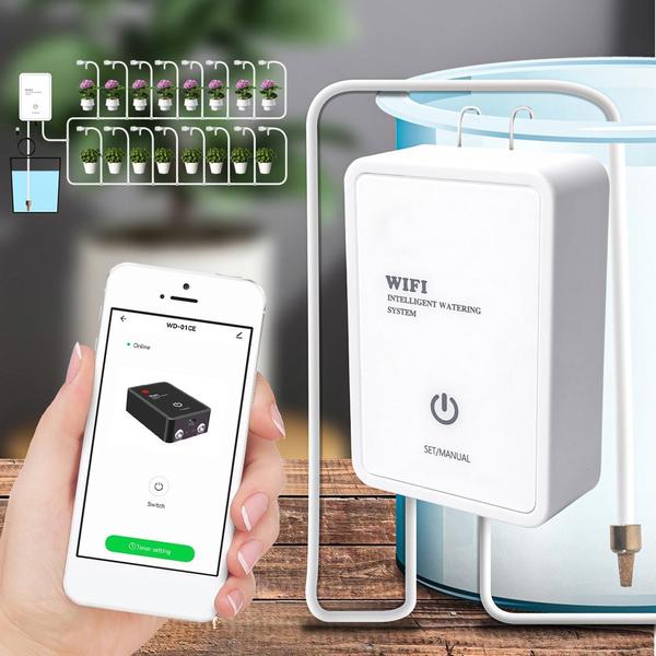 Tuya WIFI automatikus öntözőeszköz Intelligens időzített csepegtető öntözőrendszer támogatása Távoli APP vezérlés kerti terasz cserepes növényekhez