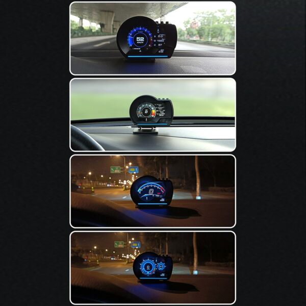 Autó HUD kijelző OBDⅡ+GPS Intelligens nyomtáv nagyfelbontású sebességmérő