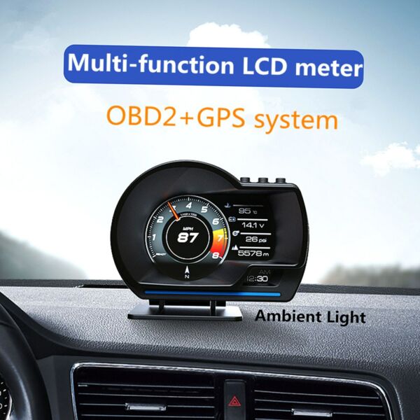 Autó HUD kijelző OBDⅡ+GPS Intelligens nyomtáv nagyfelbontású sebességmérő