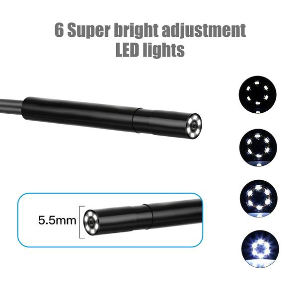 Ipari endoszkópos kamera 1920*1080P 6 LED lámpa IP67 Vízálló ellenőrzés 4,3 hüvelykes LCD kijelzővel 5 méteres kemény vezeték - 5,5 mm kamera átmérő