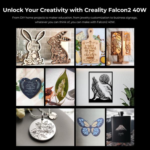 Creality Falcon2 40 W-os lézergravírozó integrált levegőt segítő rendszerrel, 400x415 mm-es munkaterület