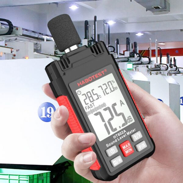 HABOTEST HT602 2,2 hüvelykes LCD digitális hangszint mérő decibel figyelő teszter 30-130 dB